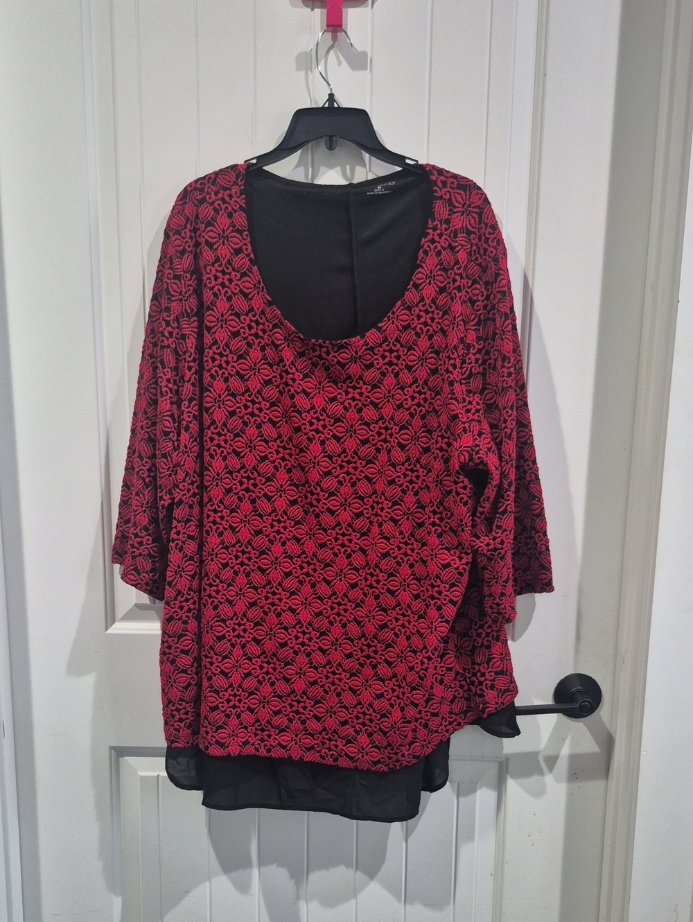 Catherines Red and Black Layered Scoop-Neck Tunic